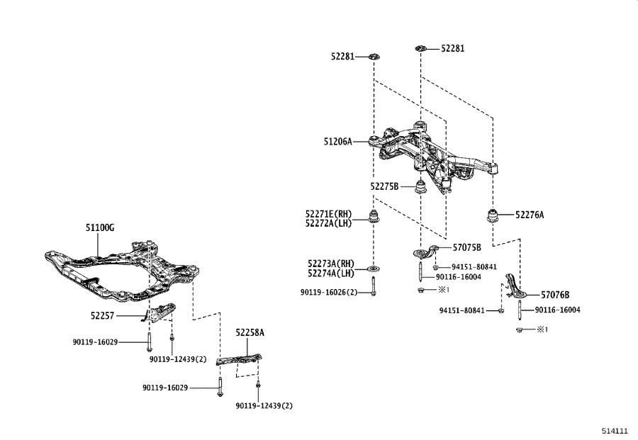 Lexus Nx H Base Suspension Subframe Crossmember Rear Under