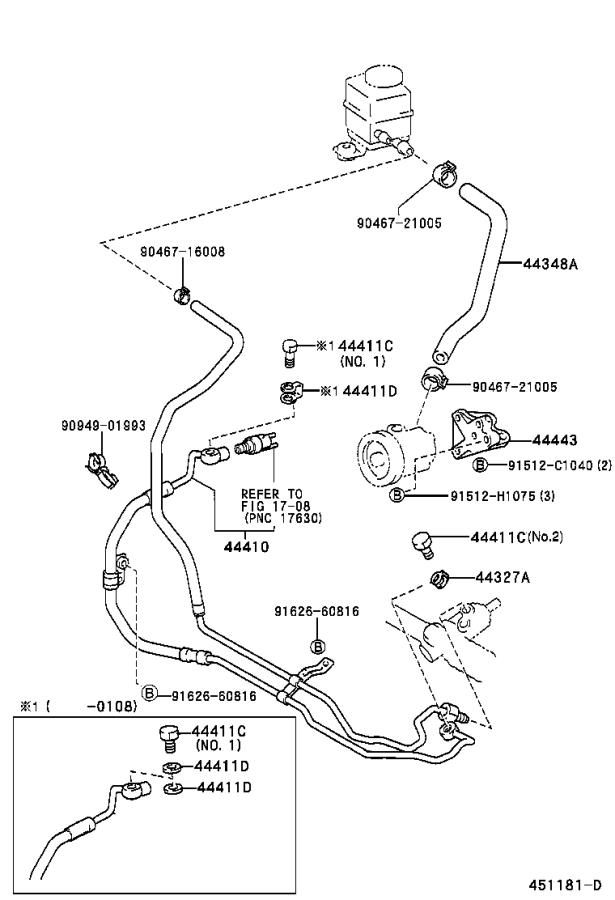 1999 Lexus Power Steering Reservoir Hose. Line, Suspension, Brakes ...