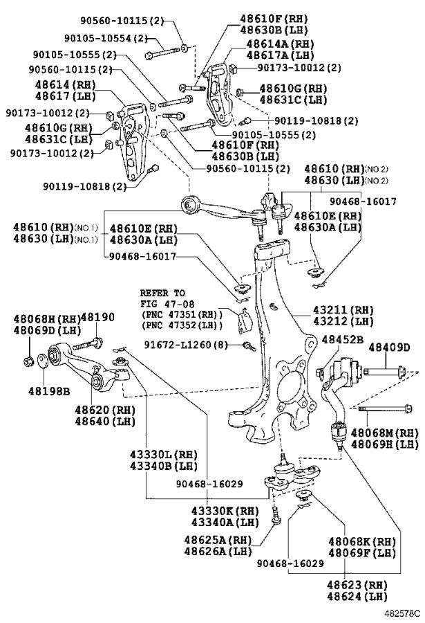 4861059125 - Arm assembly, front suspension upper, right - Genuine ...