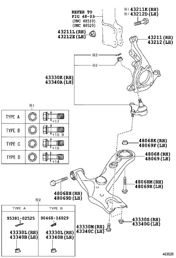 2016 lexus GS 350 Bolt. For steering knuckle left; for steering knuckle ...