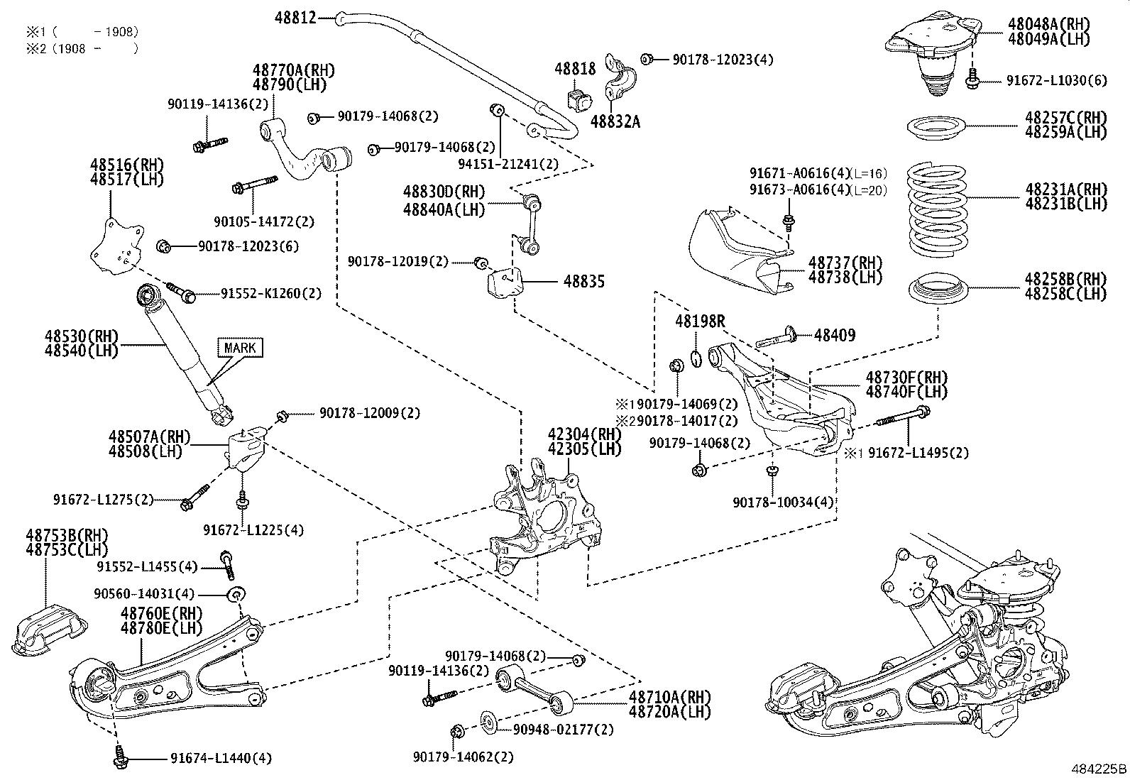 2019 Lexus Suspension Control Arm (Left, Right, Rear, Upper). UPPER ...