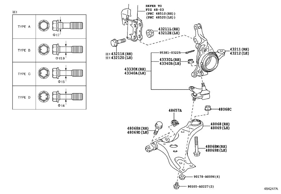 2017 Lexus RX 350 Bolt. For steering knuckle left; for steering knuckle