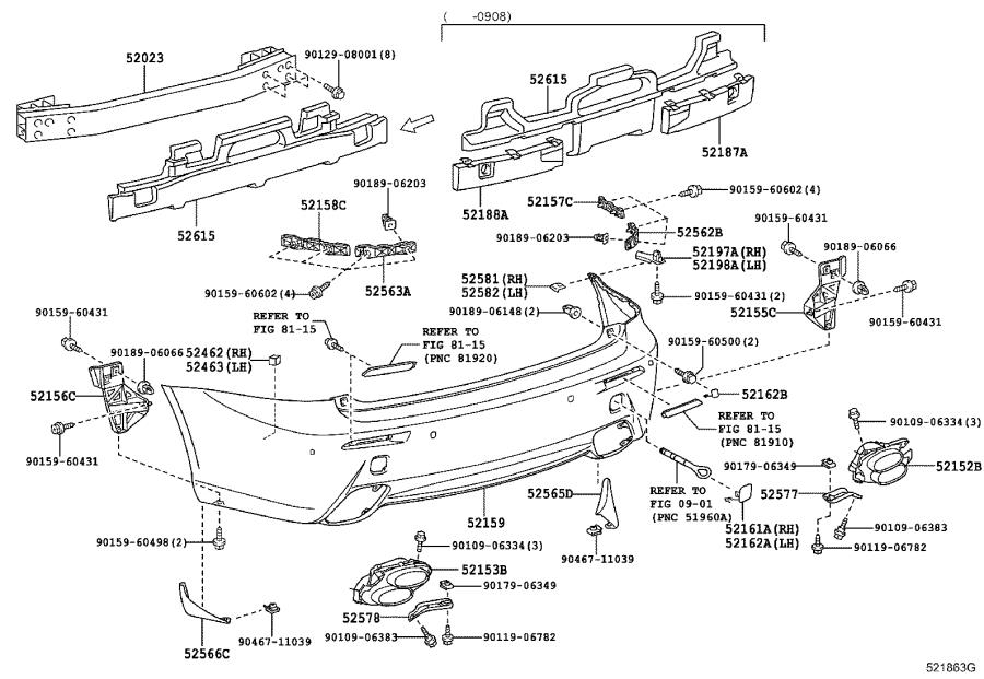 1991 Lexus Bumper Cover Support Rail (Right, Rear). Body, Interior ...