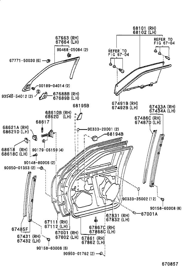 2015 Lexus Guide, front door window, rear right - 6743350020 - Genuine ...