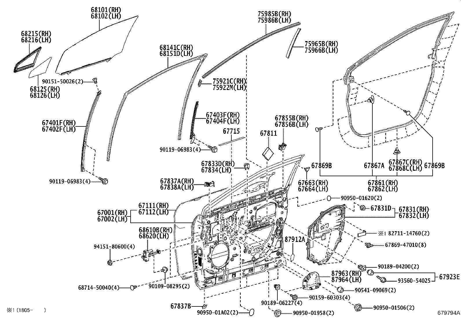 6783748030 - Seal, front door vent, right. Panel, trim - Genuine Lexus Part