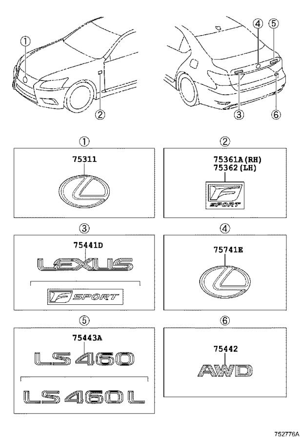 2022 Lexus ES 250 Grille Emblem (Front). Body, INTERIOR, WITHOUT ...