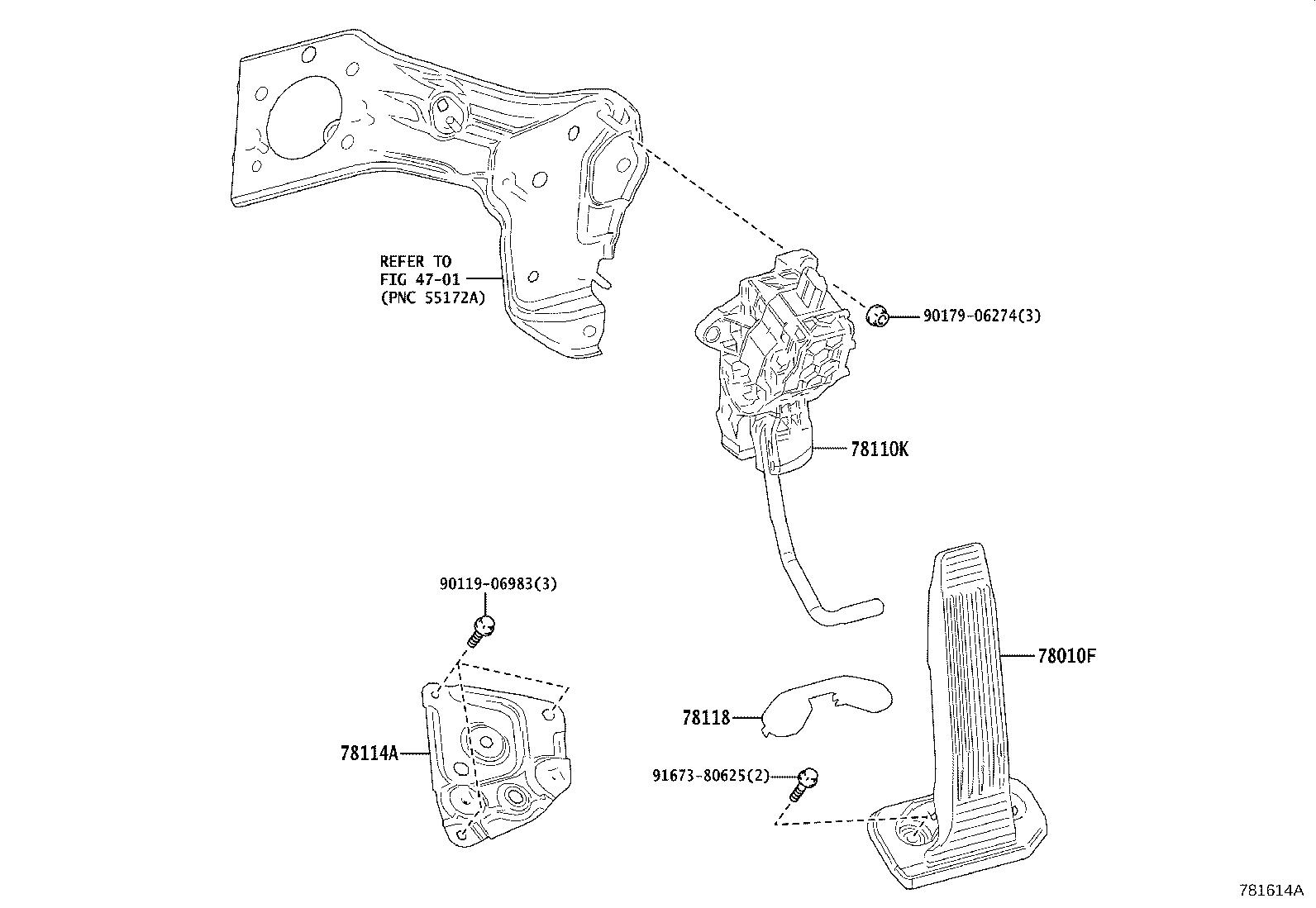 2021 Lexus Ux 250h Pedal Pedal Assembly Accelerator 7810150050 Genuine Lexus Part