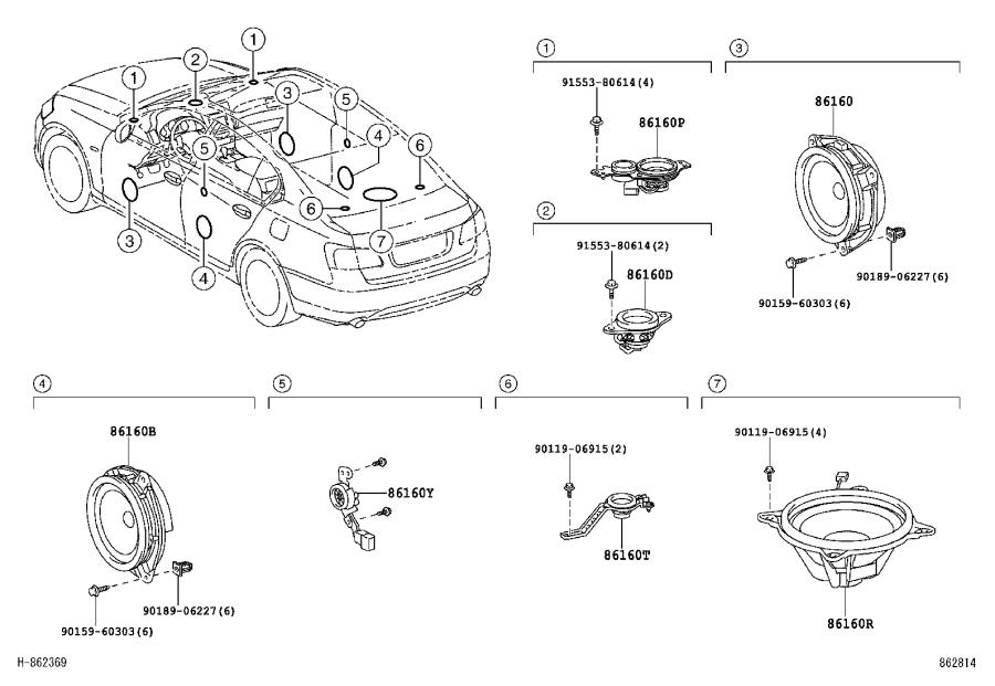 2007 Lexus ES 350 Speaker (Rear). Electrical 8616030A80 Genuine