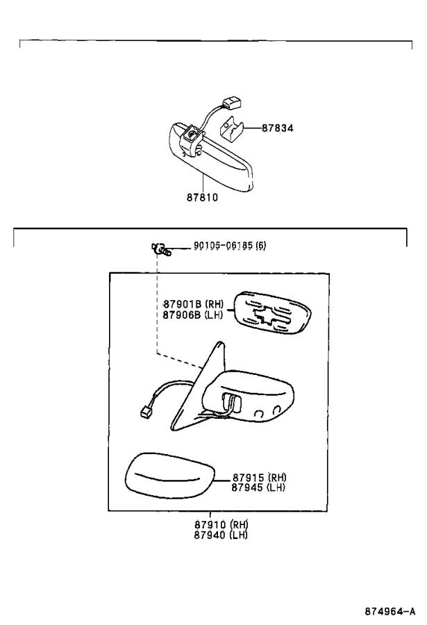 8781053070B0 Interior Rear View Mirror. MD.CHARCOAL Genuine Lexus Part