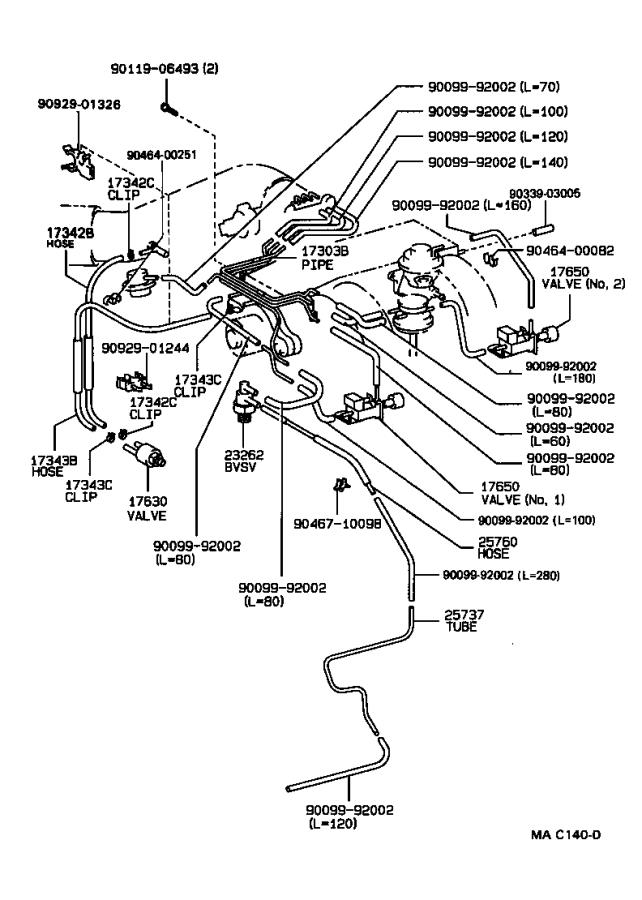 1994 Lexus Hose 9099992004 Genuine Lexus Part