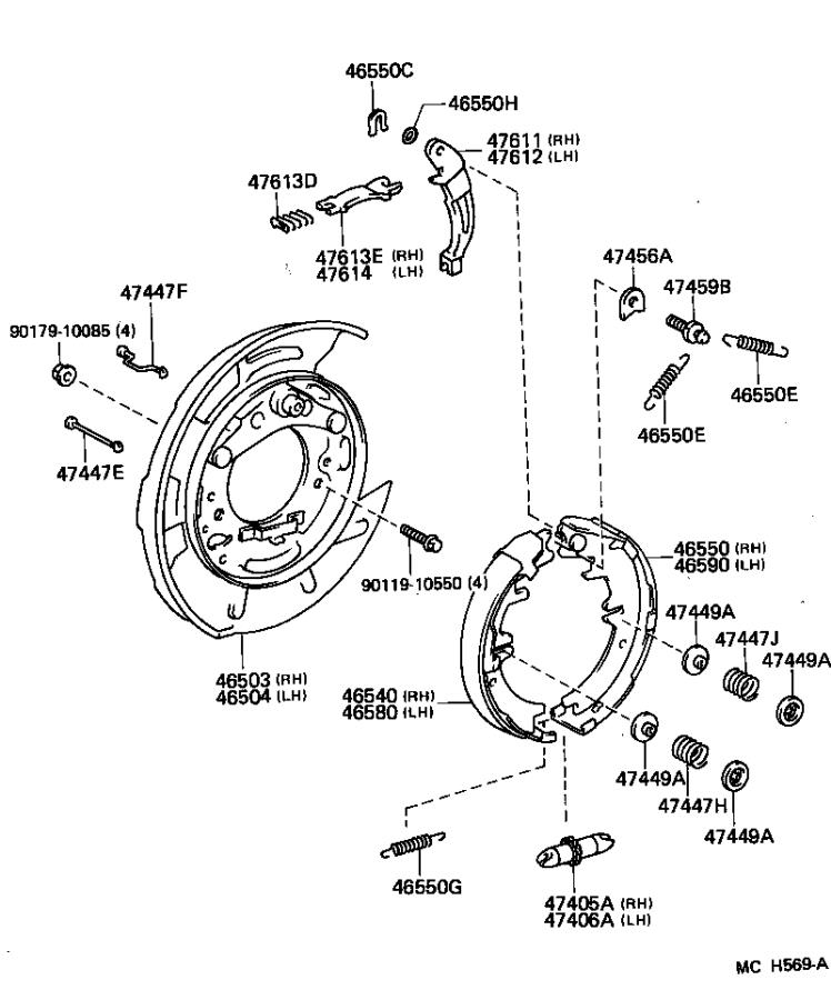 4659050010 Parking Brake Shoe (Left). Shoes, Brakes, Replace