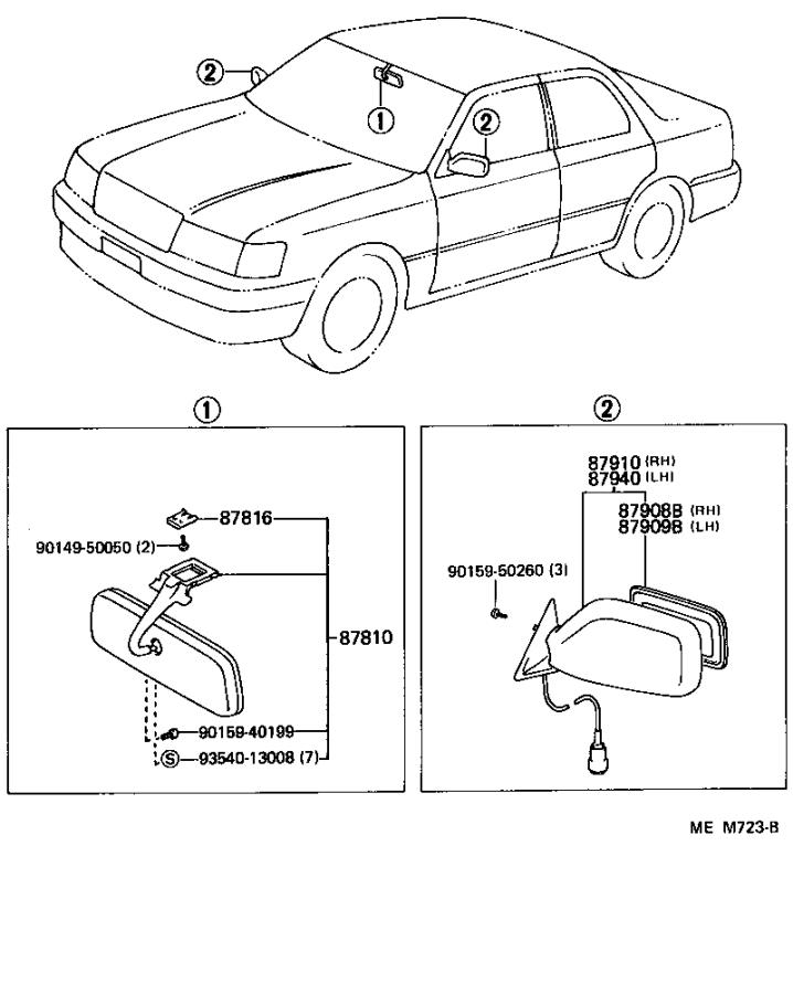 8791050050B2 - Mirror Assembly, Outer Rear View, Right. Silver Me ...